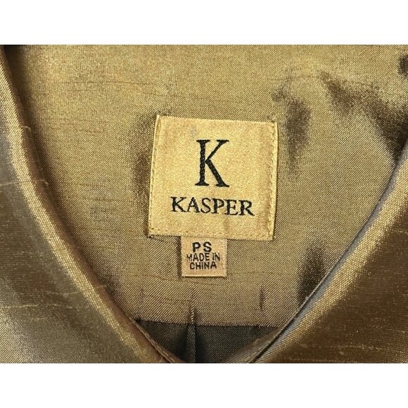 Women's Kasper Brand Metallic Gold Button-Down Blouse 100% Polyester Size PS - Picture 5 of 16